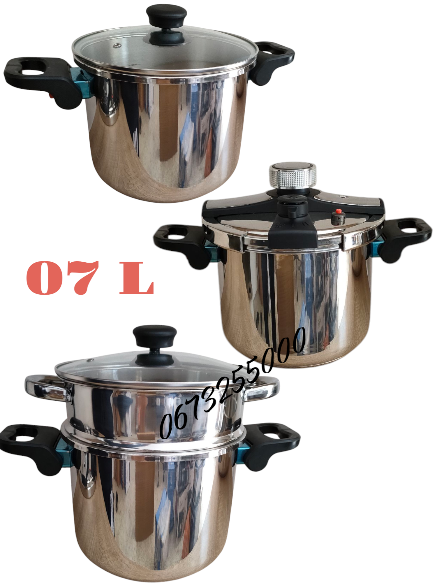 Cocotte 7+5L 4psc forsa inox طنجرة الطهي